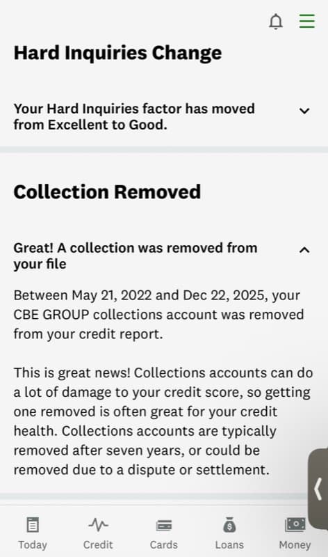 CBE Group Collection Removed from Credit Report