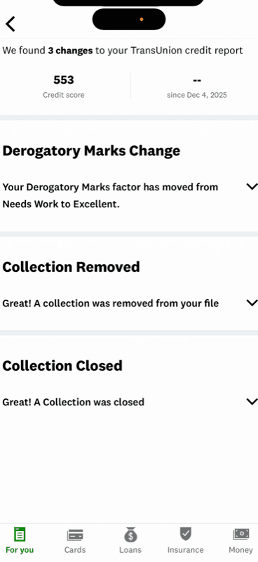 TransUnion 553 - 3 Positive Changes